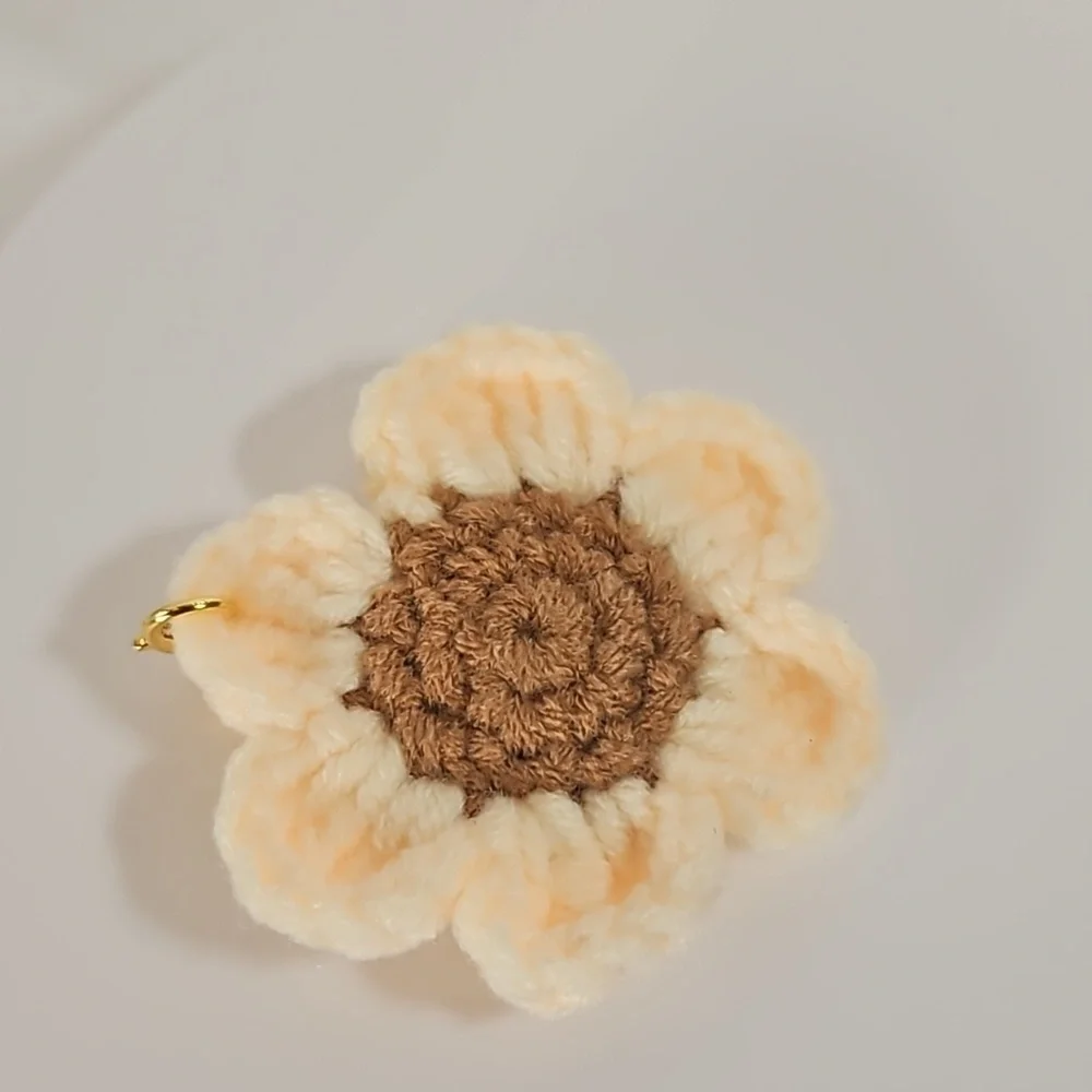 Hand Crafted Hand Knit Chrochet floral gold 4